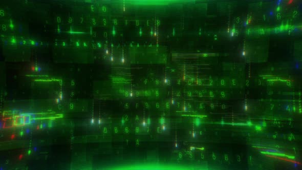 Digital Green Mosaic Abstract Information Technology Screen Background Loop