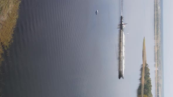 Vertical Video Aerial View of the Dnipro River  the Main River of Ukraine alt
