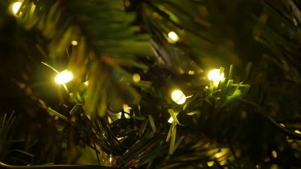 Warm color  Christmas  fairy lights close-up 4K 2160p 30fps UltraHD footage - LED sparkling decorati