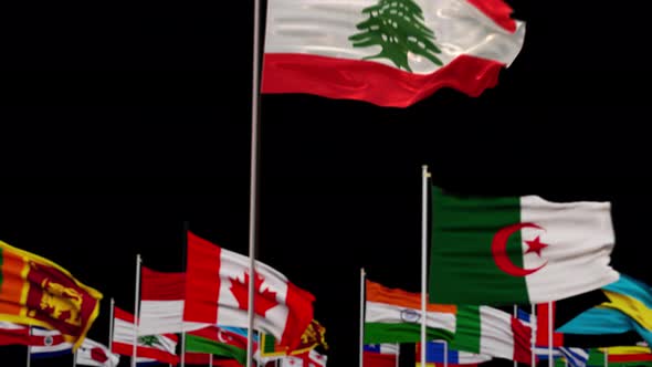 Lebanon Flag With World Flags In Alpha Channel 