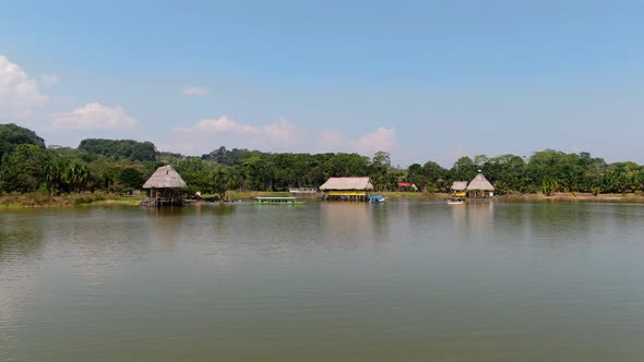 4k daytime video flying over the Laguna de los Milagros (Miracles Lakes), Tingo Maria, Peru, a place alt