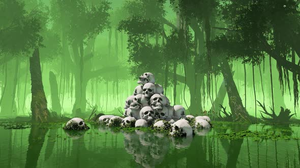 Mountain Of Skulls In The Jungle