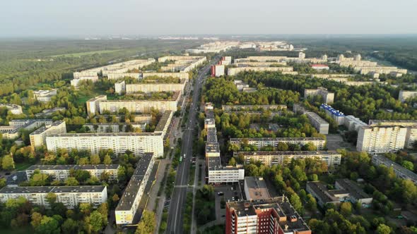 Establishing Aerial Shot of Novopolotsk in Belarus Europe