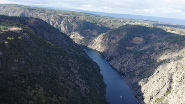River Sil Canyon, Galicia Spain. Aerial View alt