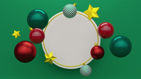Christmas toys balls and stars. Greeting card. Abstract loop animation alt