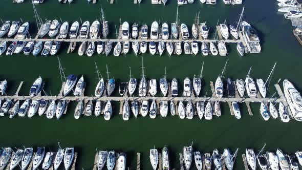 boats in the harbour from above alt