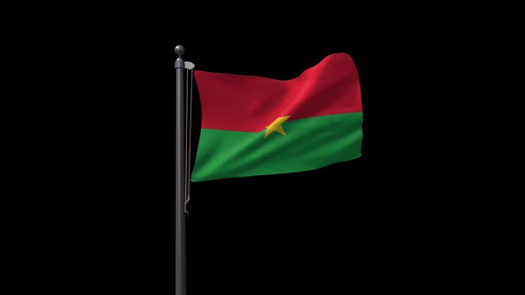 Burkina Faso Flag On Flagpole With Alpha Channel 4K alt