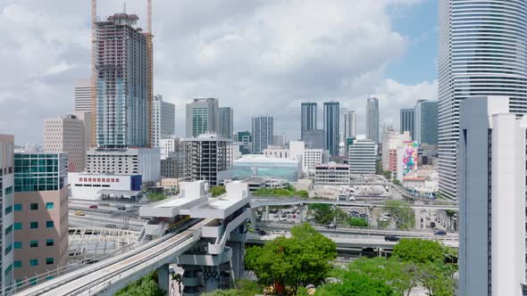 Aerial Ascending Footage of Futuristic Urban Borough alt