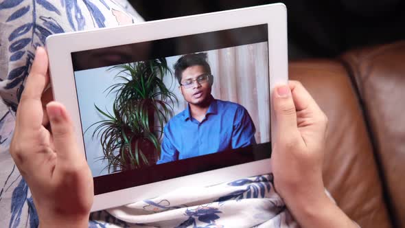 Online Consultation with Doctor on Digital Tablet alt