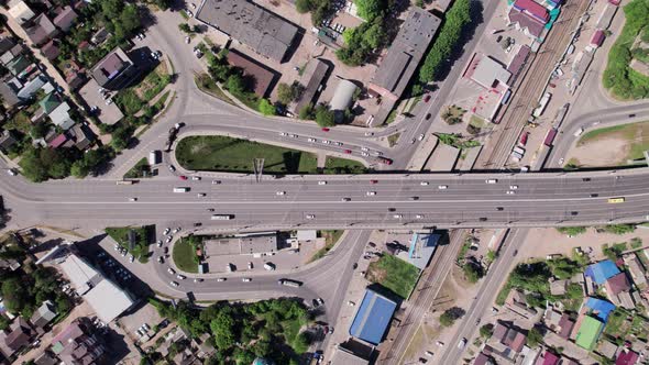 Aerial Top Down View of Road Bridge with Traffic Road Infrastructure alt