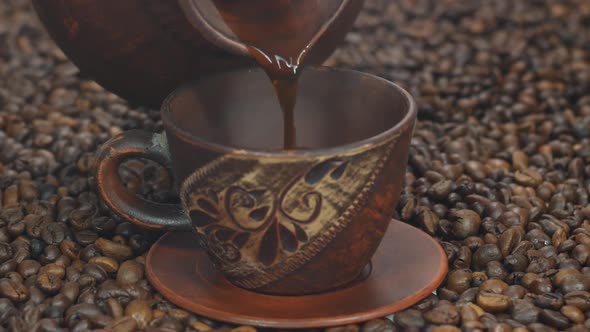 Coffee Poured Into A Cup