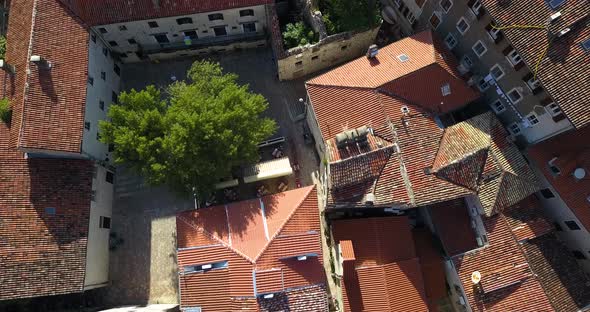 View From Drone on the Old Part of Dubrovnik, Croatia, Drone's Flying Over the Buildings alt