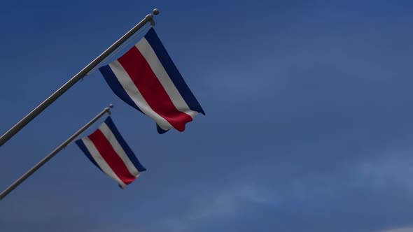 Costa Rica Flags In The Blue Sky - 2K