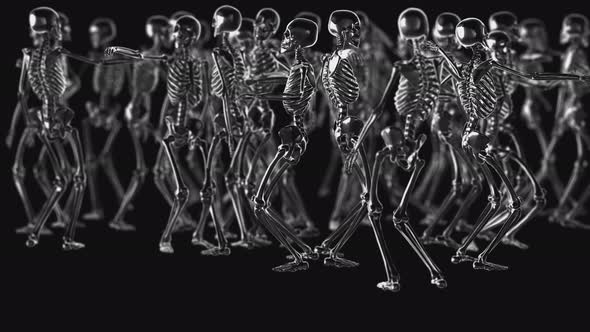4K Chrome metallic dancing skeletons