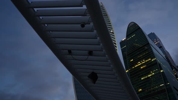 A Huge Business Center of Several Highrise Towers at Night