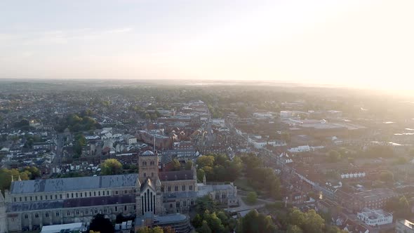 Sunrise Aerial View of the City of St Albans in England alt