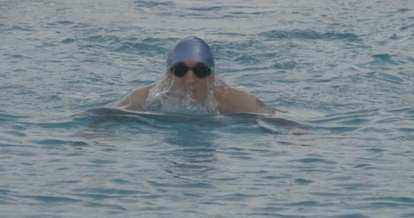 Breaststroke Swimming Towards Camera