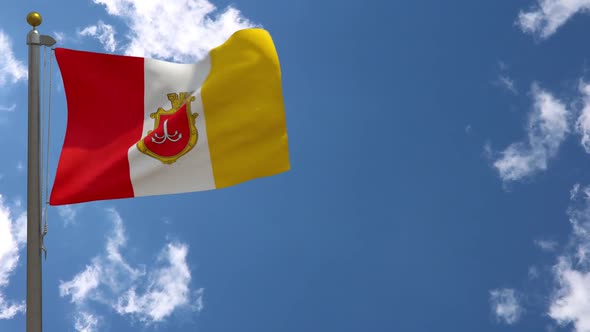 Odessa City Flag (Ukraine) On Flagpole alt