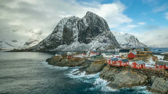 Hamnoy Village on Lofoten Islands, Norway Timelapse alt