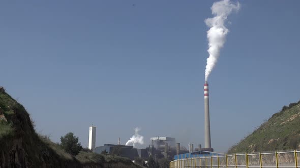 Industrial chimney pollution steam