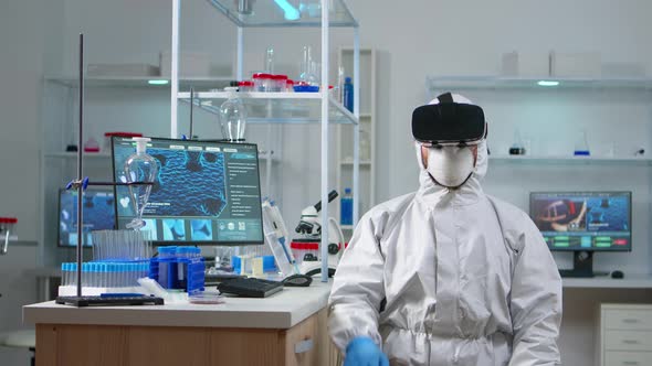 Scientist Researcher Protection Suit Using VR alt