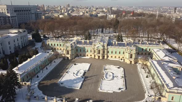 Aerial View To Famous Mariyinsky Palace in Winter Time
