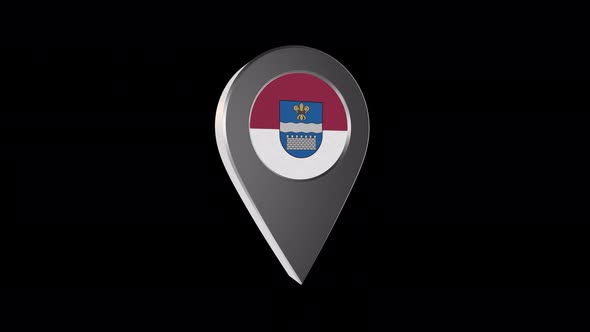 3d Animation Map Navigation Pointer With Flag Of  Daugavpils (Latvia) With Alpha Channel - 4K alt