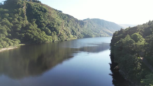 Flying over Glendalough lake