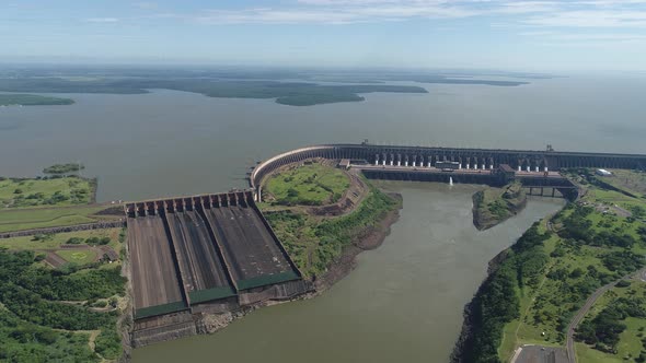 Aerial view of Itaipu Binacional Dam. Energy generation. alt