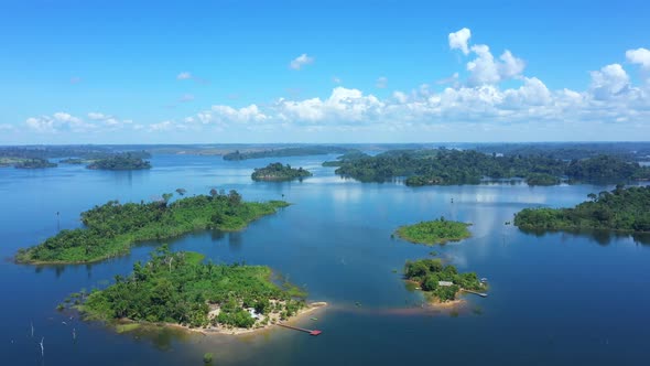 Drone Flies Backwards, Showing A Small Island, Paradise In Brazil