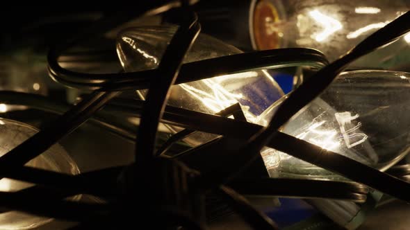 Cinematic, Rotating Shot of ornamental Christmas lights  alt