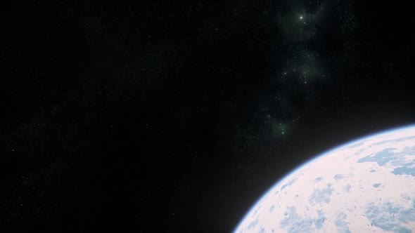 3D animation of a view from space to the planet Earth. Rotation of the planet with animation of the alt