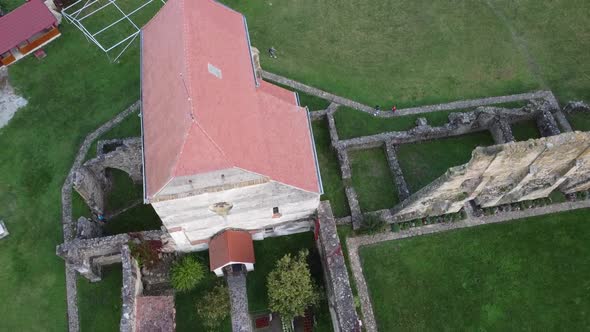Catholic Church Ruins, Aerial View alt