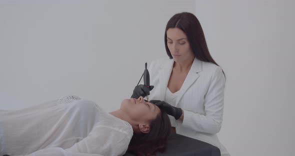 Microblading, Eyebrow And Lip Tattoos In A Beauty Salon. Permanent Makeup alt