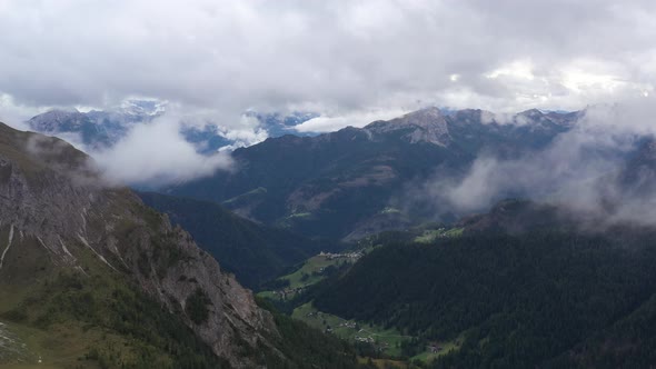 Flight  above Italian Dolomites Alps ,Pass Giau.