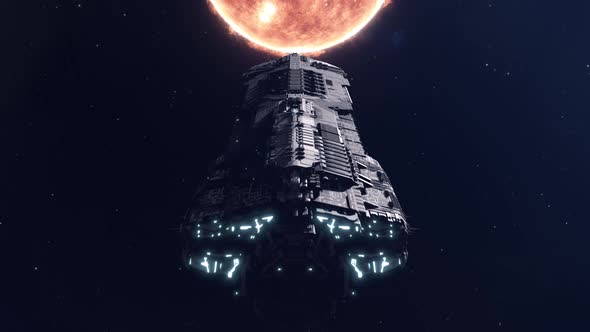 Massive Capital Ship Approaching The Sun
