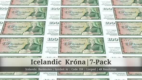 Icelandic Króna | Iceland Currency - 7 Pack | 4K Resolution | Looped alt