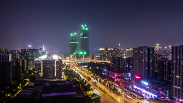 Time lapse of cityscape in nanjing city,china alt
