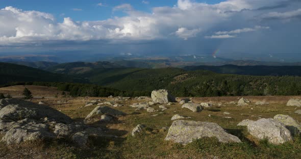 The Mont Aigoual, Gard department, the Occitan, France. View from the top. alt