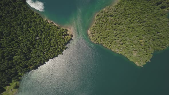 Aerial Footage of the Black Lake in National Park Durmitor