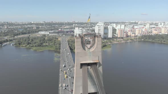 North Bridge Over the Dnipro River. Kyiv, Ukraine. Aerial View alt