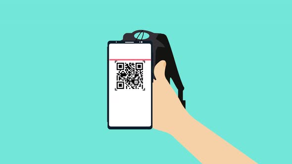 Scanning QR code from a bag for payment 4K animation