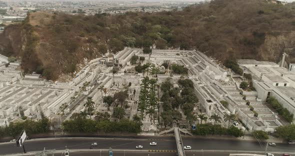 Cementery Guayaquil CIty Ecuador aerial view zoom out alt
