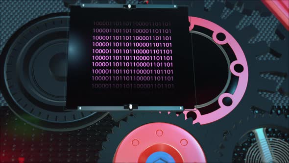 Binary code on the display screen inside the gear mechanism