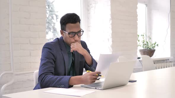 Pensive Young Girl Reading Documents Brainstorming alt