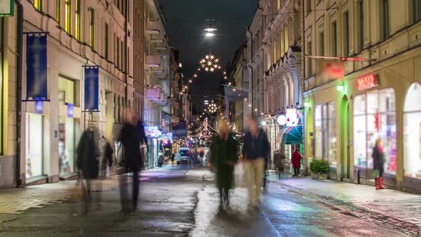 City Street with Christmas Decorations Stockholm