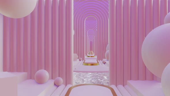 Abstract Scene Pastel Color With Geometry Tunnel 01 HD alt