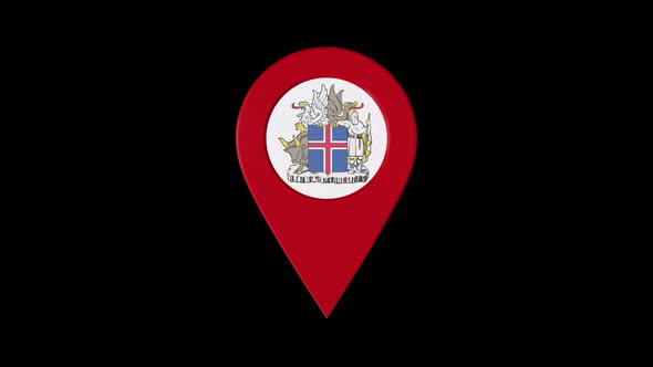 3D Rotating Pin Icon Animation With Icelend Coat Of Arms  Alpha Channel  4K alt
