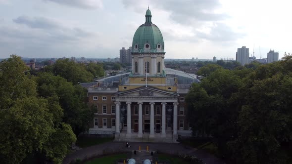 A Drone View of the Entrance to the Imperial War Museum in London