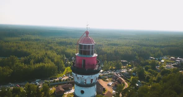 Osinovets Lighthouse in the Ladoga Lake in Russia
